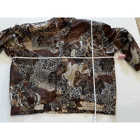 Vintage Kim Rogers Sport Silk Mixed Animal Print Bomber Jacket, Size 1X - Picture 11 of 14